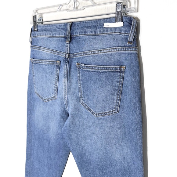 Anthropologie Shimmer Metallic Silver Racer Side Stripe Fringe Hem Cropped Jeans - Picture 8 of 15